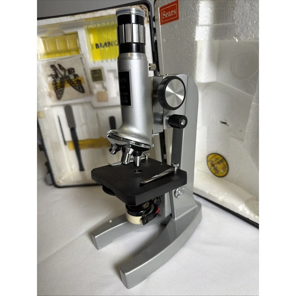 Vintage Sears 40-1200X Power Zoom Microscope Set w/ Box And Accessories